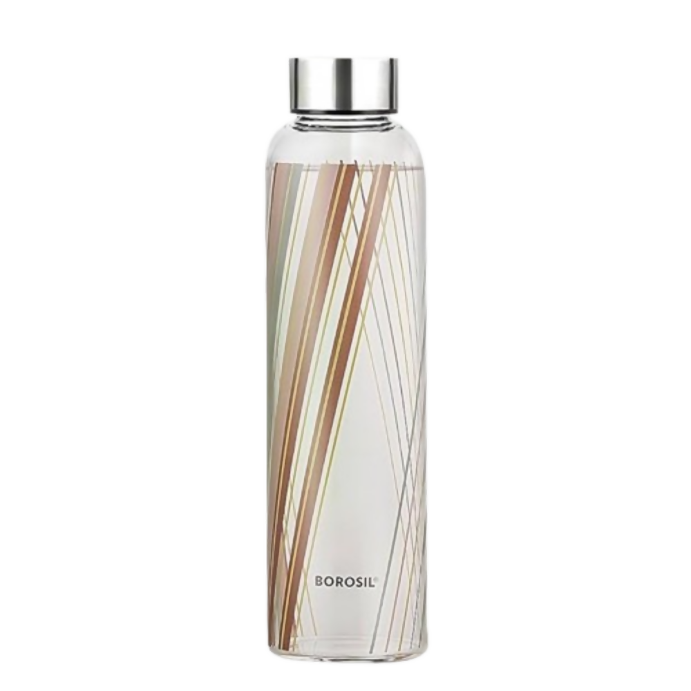 Borosil Artisan Narrow Mouth Glass Bottle with Metal Lid - Prism - Dista