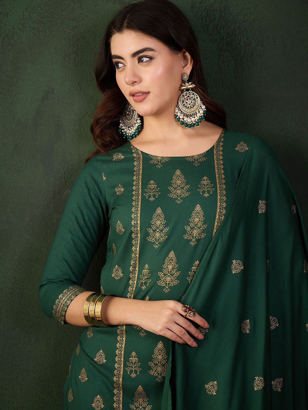 Sangria Printed Kurta & Trouser With Dupatta - Distacart