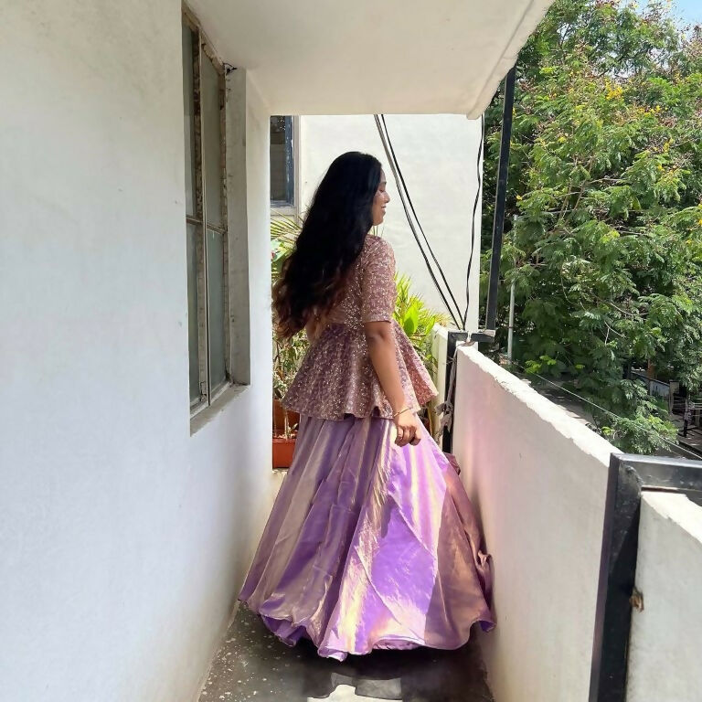 Teeya Creation Purple Color Crunchy Silk Embroidery Work Festiwal Wear Salwar Suit