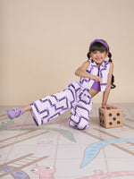 Thumbnail for Snakes and Ladders Girls Purple Table Print Top and Pant Set from Siblings Collection - Distacart