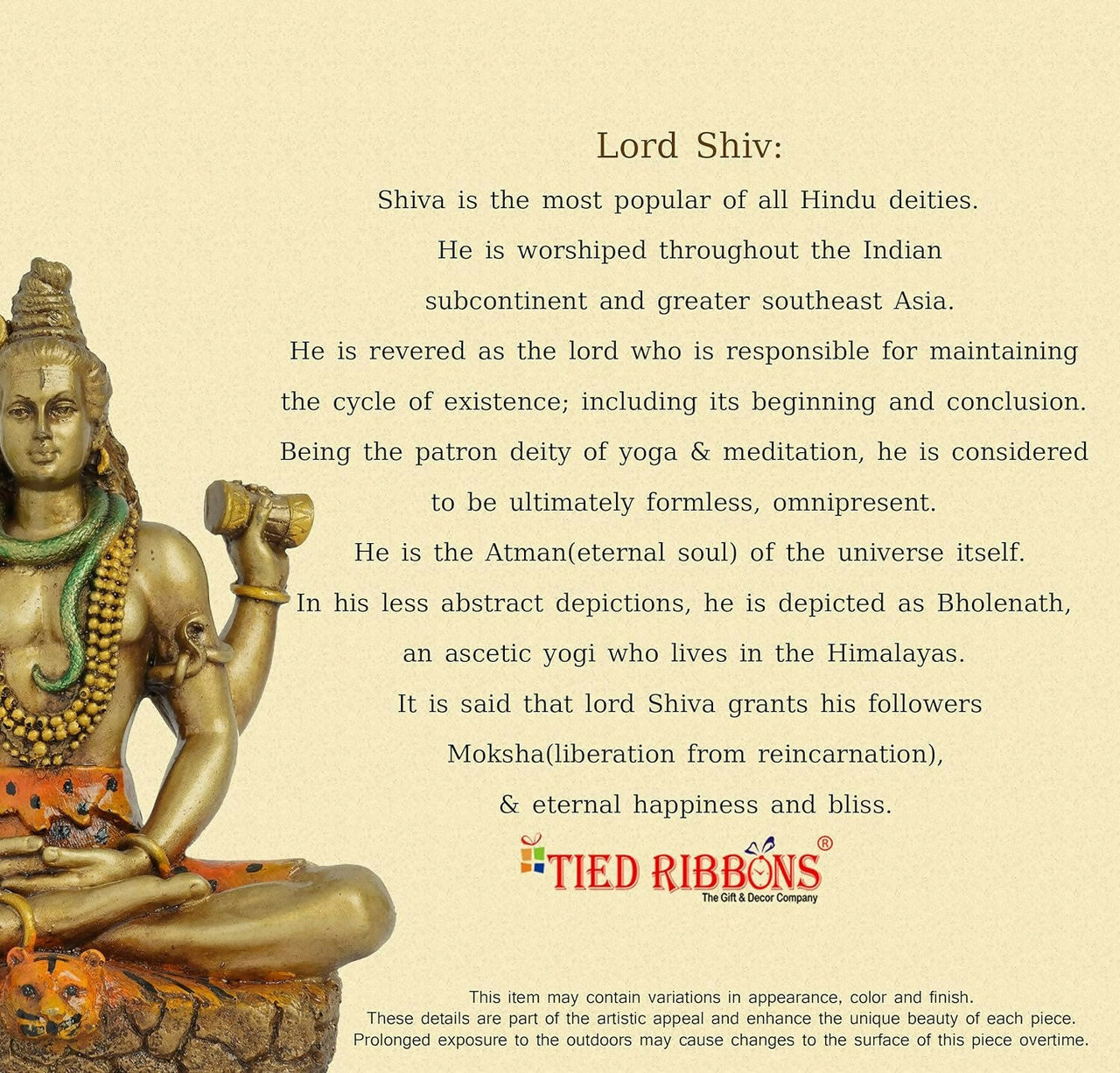Tied Ribbons Lord Shiva Statue - Distacart
