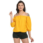 Thumbnail for Aastha Fashion Women's Yellow Polyester Solid Casual Top - Distacart