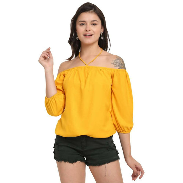 Aastha Fashion Women's Yellow Polyester Solid Casual Top - Distacart