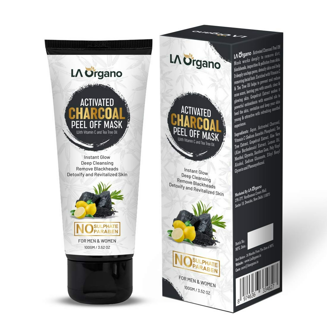 LA Organo Blackhead Remover Activated Charcoal Peel Off Mask - Distacart
