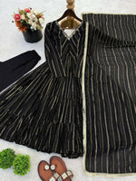 Thumbnail for Teeya Creation Black Color Mal Chanderi Silk Hand Embroidery Work Long Gown - Distacart