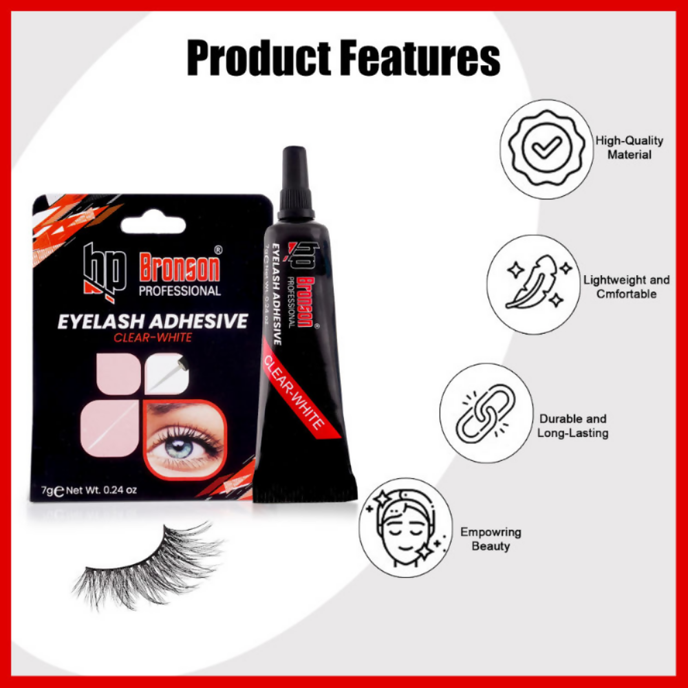Bronson Professional Eyelash Glue Adhesive Clear White & Waterproof - Dista