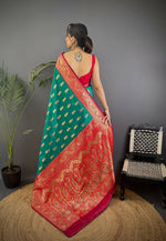Thumbnail for Joban Fashion Banarasi Rama Green Woven Butti Soft Silk Saree