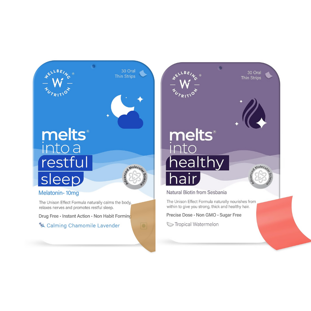 Wellbeing Nutrition Melts Restful Sleep & Healthy Hair Strips Combo - Distacart