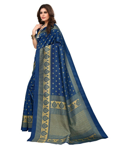 Vamika Blue Printed Art Silk Saree - Distacart