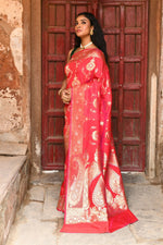 Thumbnail for Joban Fashion Red Soft Pure Handloom Banarasi Silk Saree