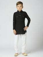 Thumbnail for Joban Fashion Kids Island Full Sleeves Cotton Pathani Kurta and Pyjama Set - Black - Distacart