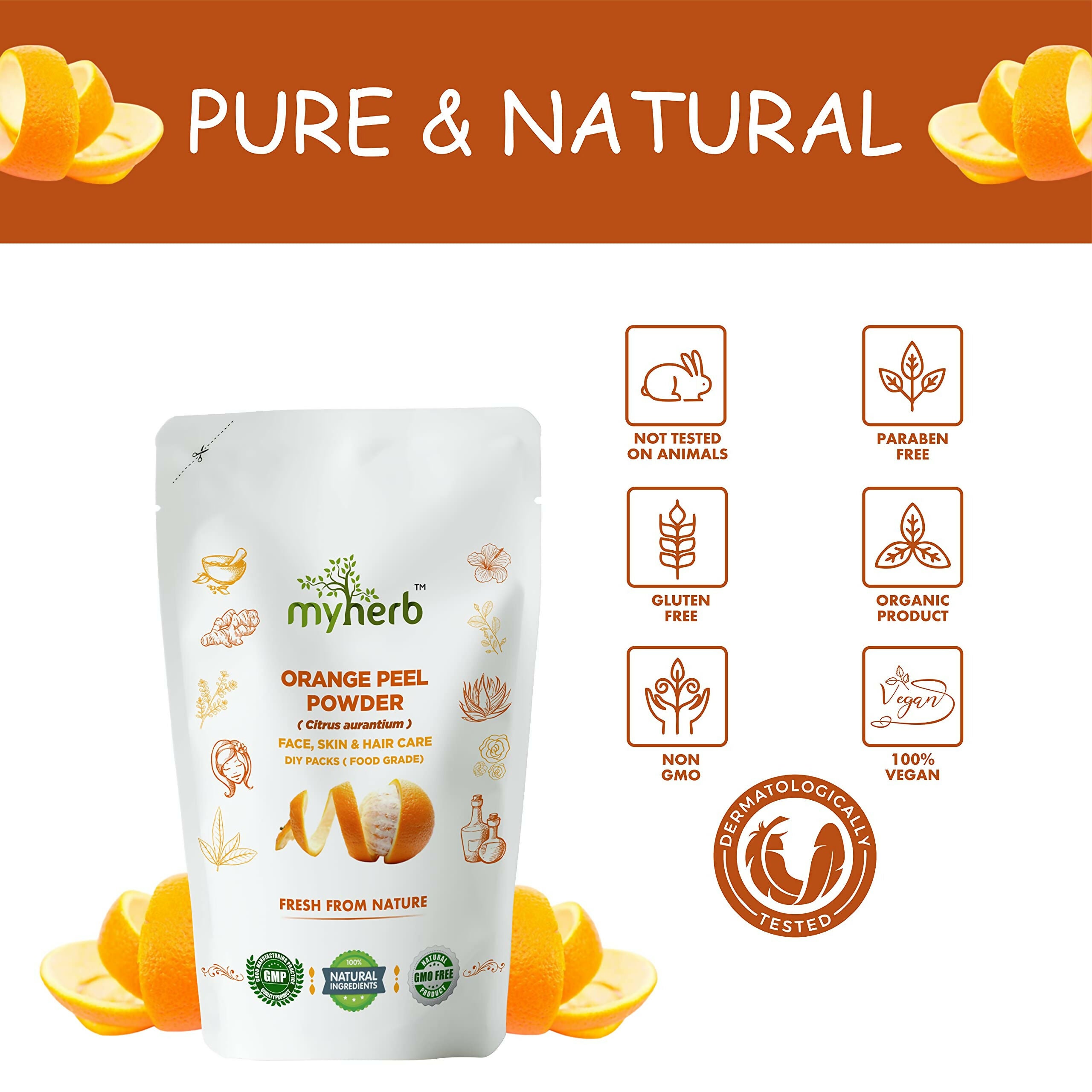 Myherb Pure Natural Organic Orange Peel Powder - Distacart