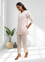 Thumbnail for Joban Fashion Off White Linen Embroidered Readymade Cord Set - Distacart