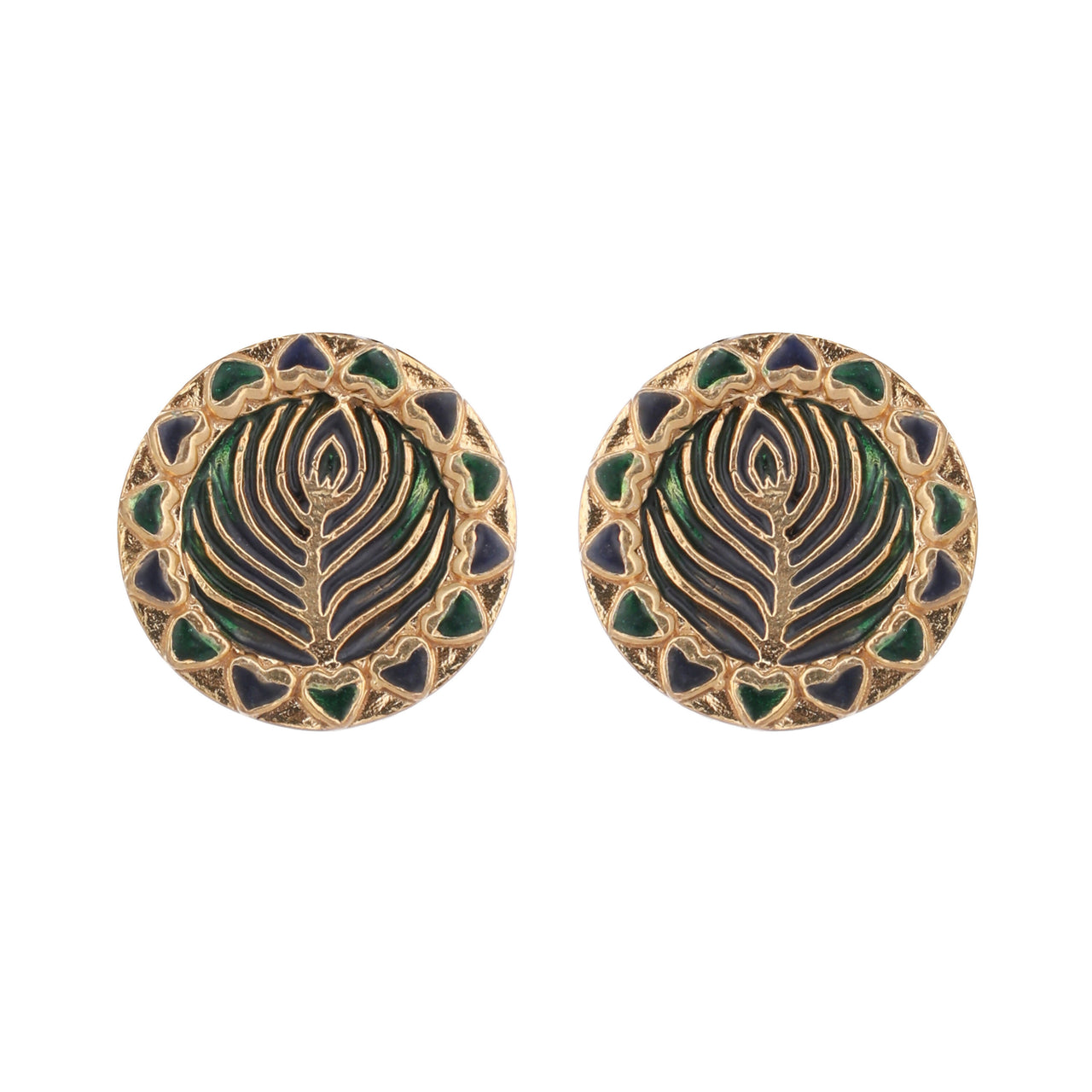 Nuyug 22K Gold Plated Contemporary Round Shaped Enamel Studs - Distacart