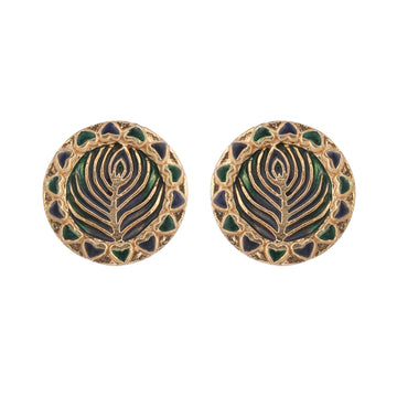 Nuyug 22K Gold Plated Contemporary Round Shaped Enamel Studs - Distacart