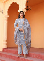 Thumbnail for Alvano Alvano Women's 3Pcs Straight Kurti Set Printed Rayon - Distacart