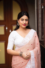 Thumbnail for Peach Poly Georgette Ethnic Motifs Saree with Unstitched Blouse - Hiral Fashion - Distacart