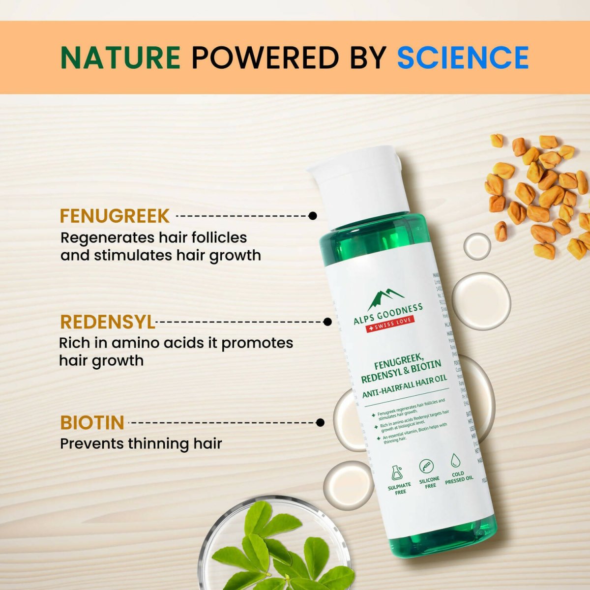 Alps Goodness Fenugreek, Biotin & Redensyl Anti-Hairfall Hair Oil - Distacart