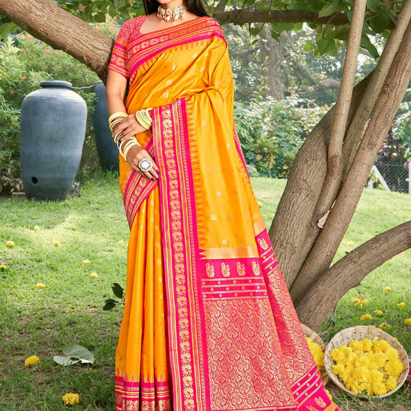 Shree Shyam Fashion Yellow Soft Silk Saree - Distacart
