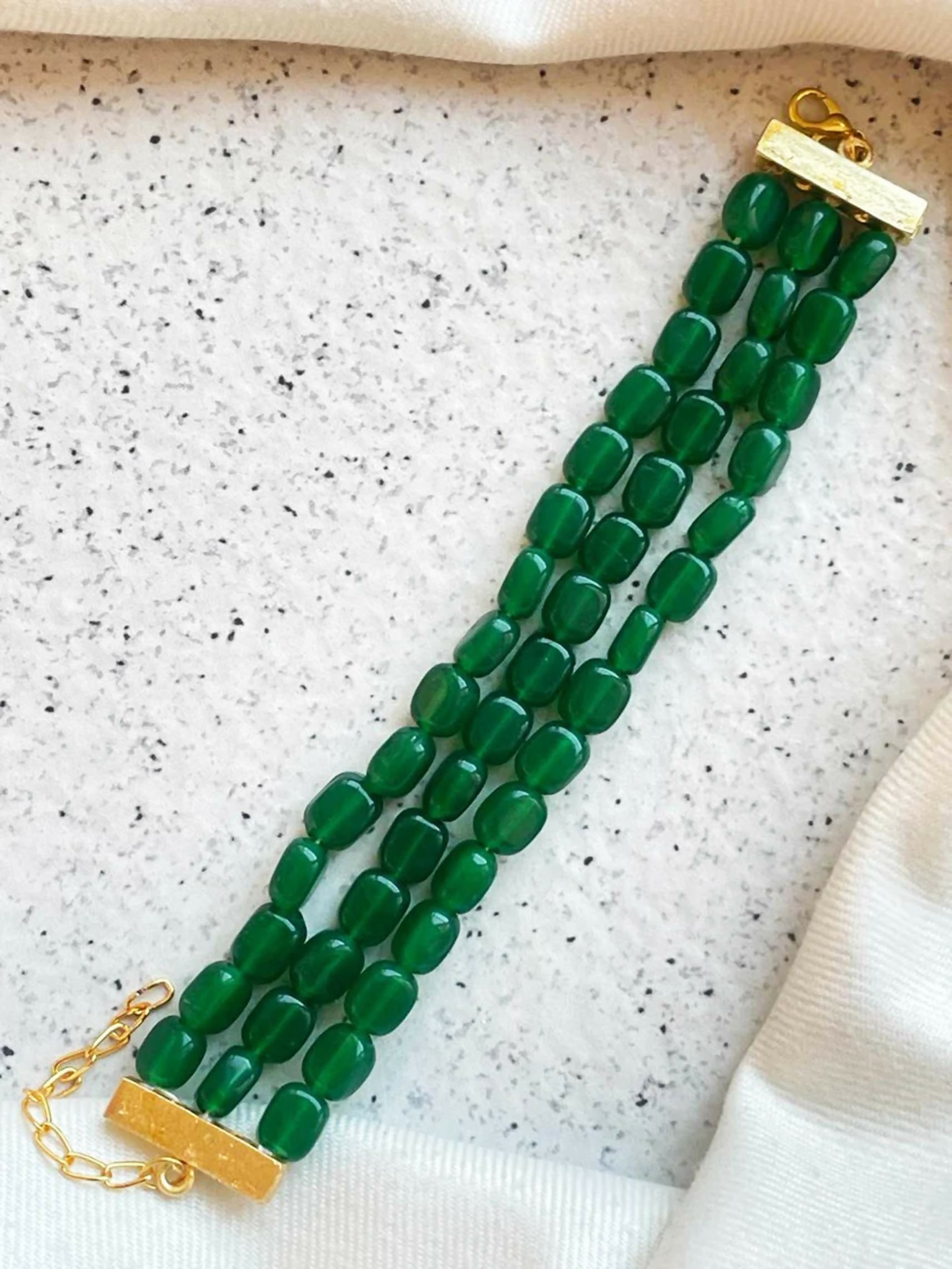 Joban Fashion Bottle Green Brass Semi Precious Stone Bracelet