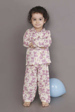 Thumbnail for Breathables Kids Cotton Night Suit – White & Pink Teddy Shirt & Pyjama Co-Ord Set For Boys & Girls - Dista