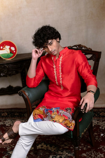 Falling Raw Silk Red Padma Gopala By Hilo Design - Distacart
