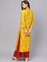Thumbnail for Anubhutee Mustard Yellow & Brown Screen Printed Straight Kurta - Distacart