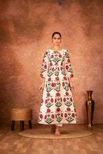 Thumbnail for Joban Fashion Red Rose Floral Hand Block Printed Cotton Kurta Pant Set - Distacart