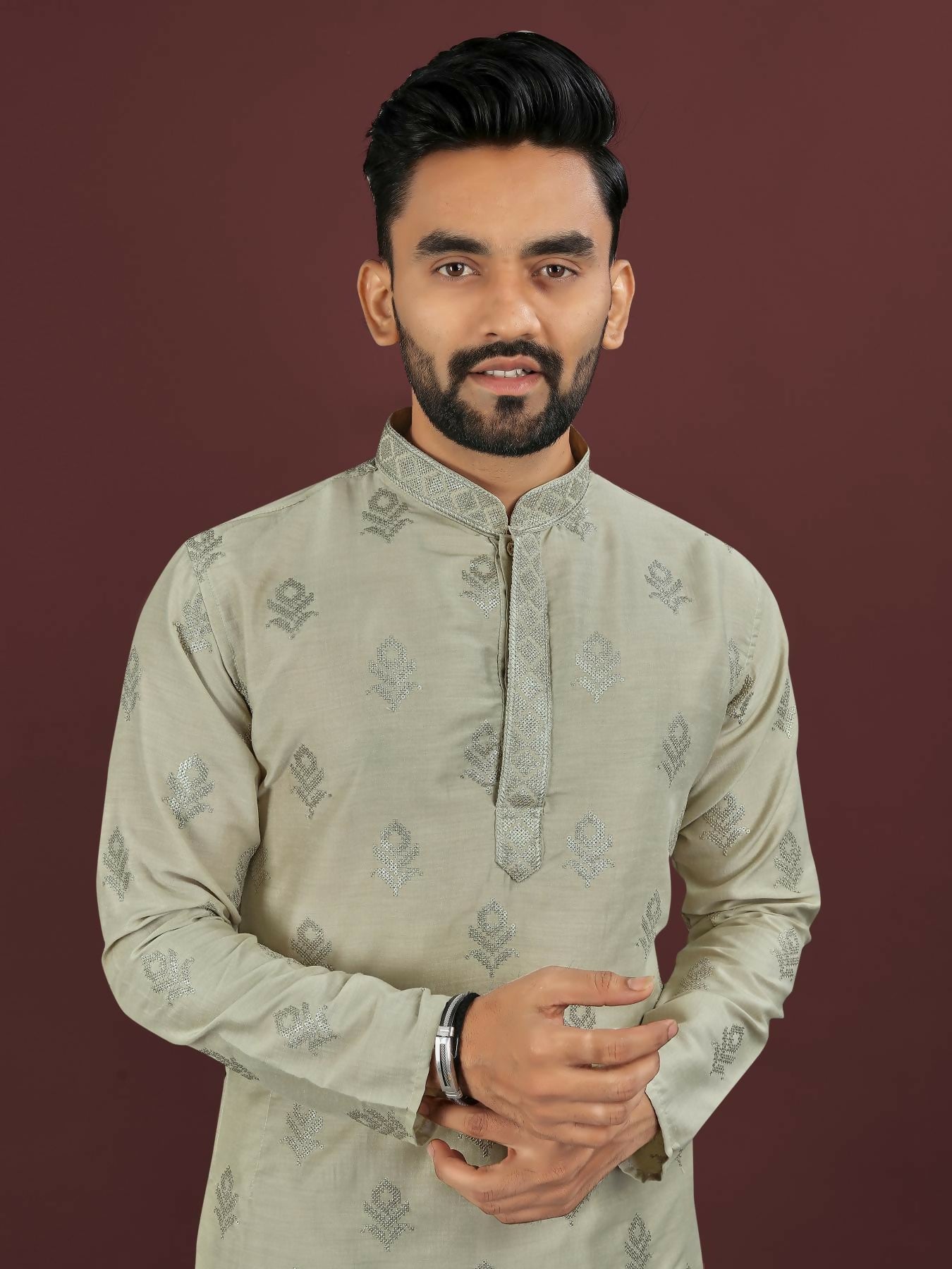 Anaita Green Embroidered Silk Straight Kurta - Distacart