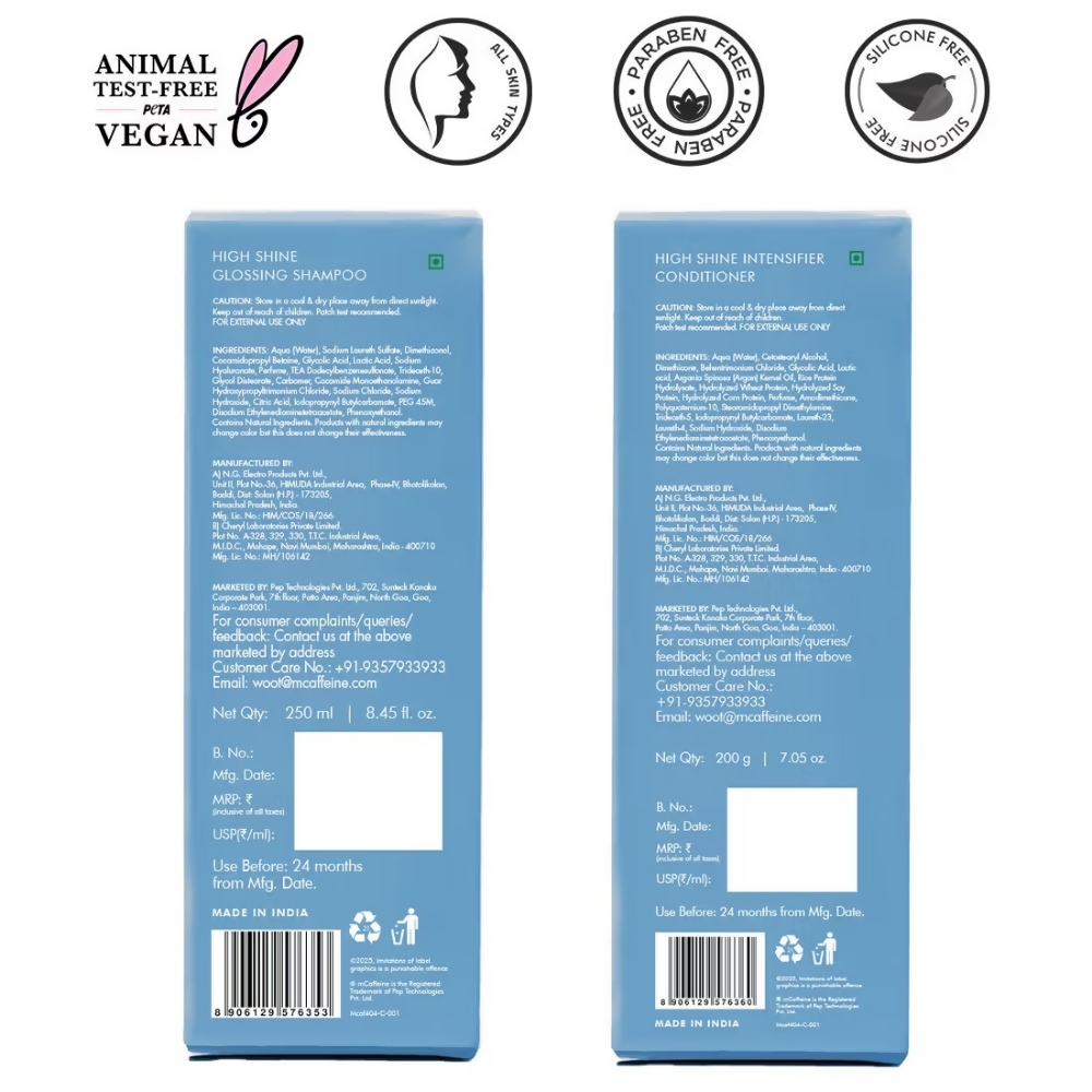 mCaffeine Glass Hair Wash Duo Shampoo & Conditioner - Dista