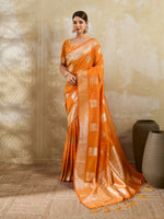 Thumbnail for Shree Shyam Fashion Orange Silk Blend Saree - Distacart