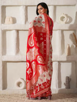 Thumbnail for Astita Linen Cotton Red & White Saree