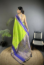 Thumbnail for Joban Fashion Light Green Banarasi Soft Silk Woven Saree - Distacart