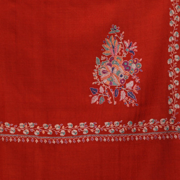 Nizalia Handmade Sozni Work Red Pashmina - Limited Time Offer