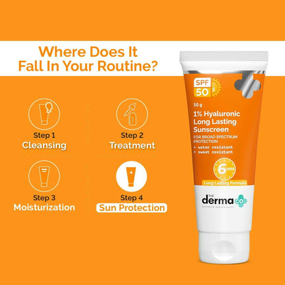 The Derma Co 1% Hyaluronic Long Lasting Sunscreen SPF 50 Pa++++ - Distacart