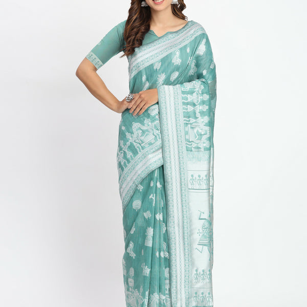 Astita Linen Cotton Mustard Saree