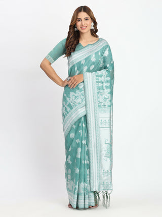 Astita Linen Cotton Mustard Saree