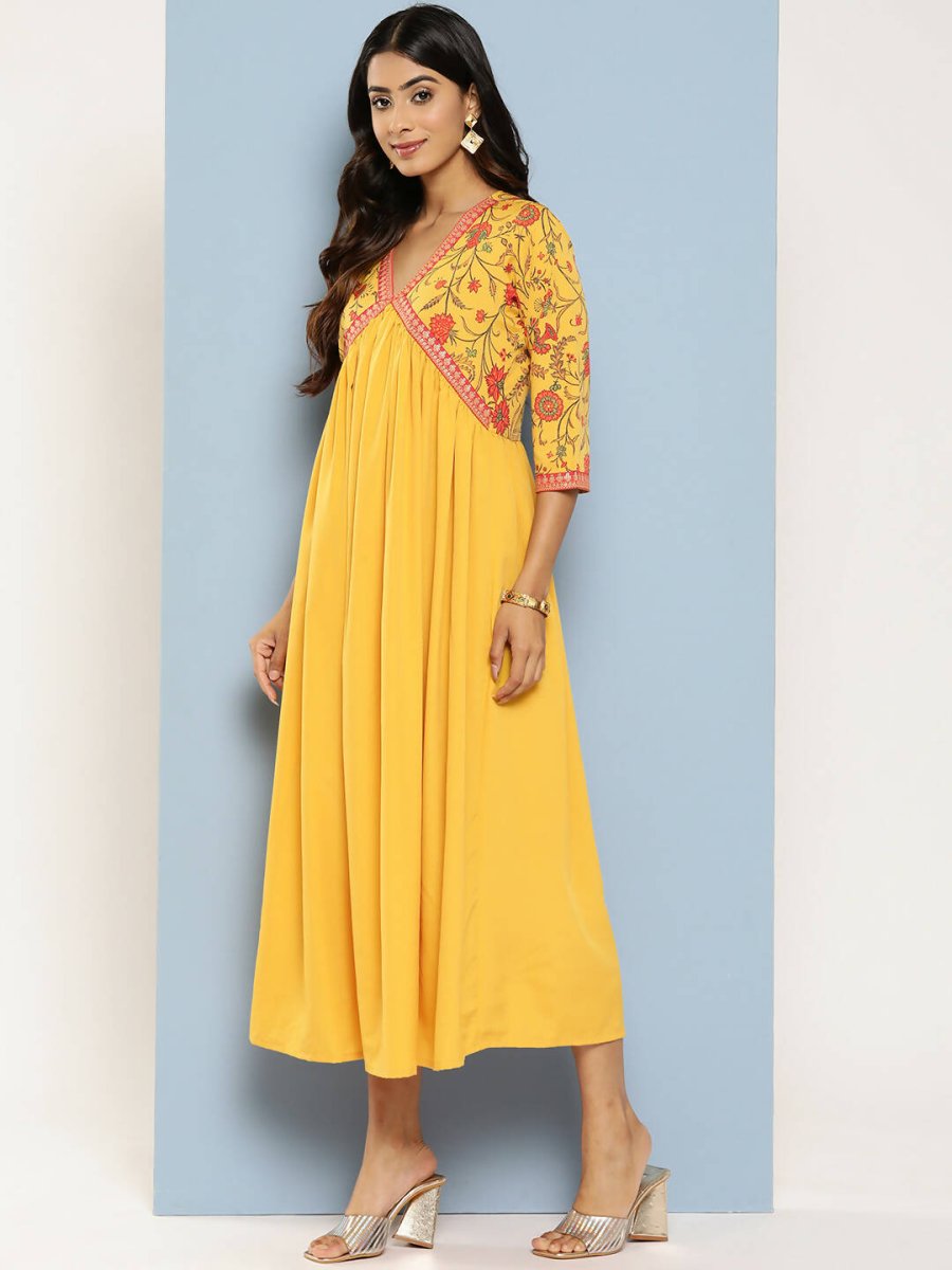 Ahalyaa Women's Traditional wear Ethnic Dress - Mustard - Distacart