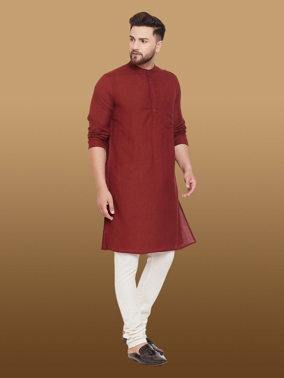 Even Apparels Men's Pure Cotton Maroon Kurta - Distacart