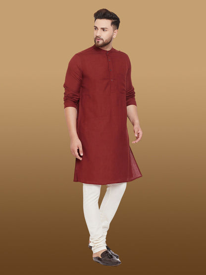 Even Apparels Men's Pure Cotton Maroon Kurta - Distacart