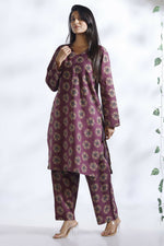 Thumbnail for Breathables Wine Butta Print Cotton Kurta & Pants Set - Dista