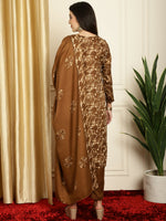Thumbnail for Jyoti Fashion Women's Brown Pashmina Floral Digital Printed Kurta with Trouser & Dupatta - Distacart