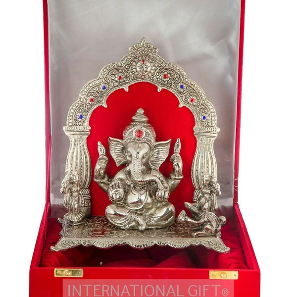 International Gift Silver-Plated Oxidized Finish Ganesha Idol - Distacart
