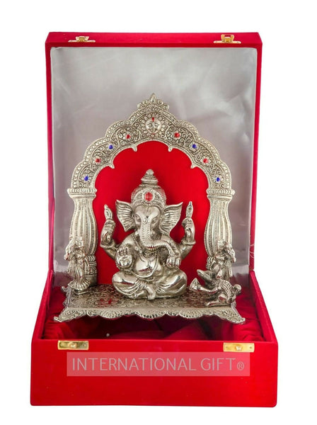 International Gift Silver-Plated Oxidized Finish Ganesha Idol - Distacart