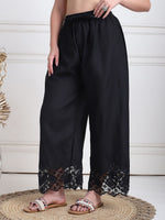 Thumbnail for TAG 7 Women Floral Hem Design Flared Ethnic Palazzos