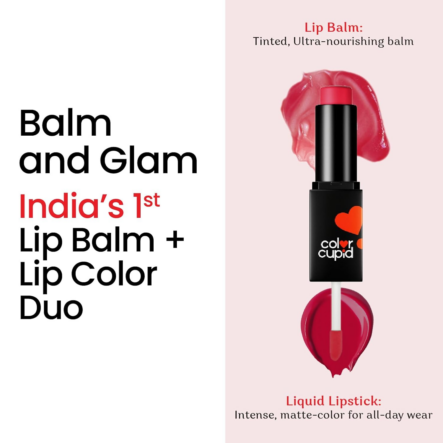 Color Cupid 2 in 1 Tinted Lip Balm + Liquid Lipstick - Red & Reign - Distacart