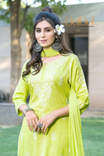 Thumbnail for BulBul Akshyani Green Rayon Kurta Set with Dupatta