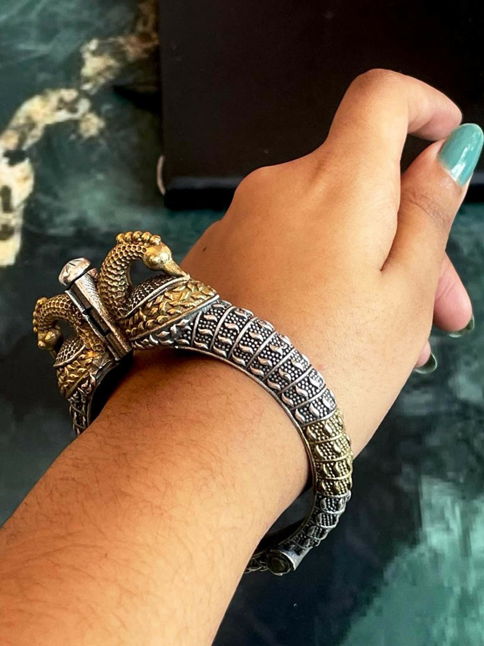 Joban Fashion Silver Brass Dual Tone Openable Kada