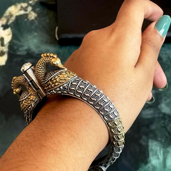 Joban Fashion Silver Brass Dual Tone Openable Kada