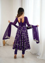 Thumbnail for Teeya Creation Purple Color Heavy Faux Georgette Embroidery Work Gown